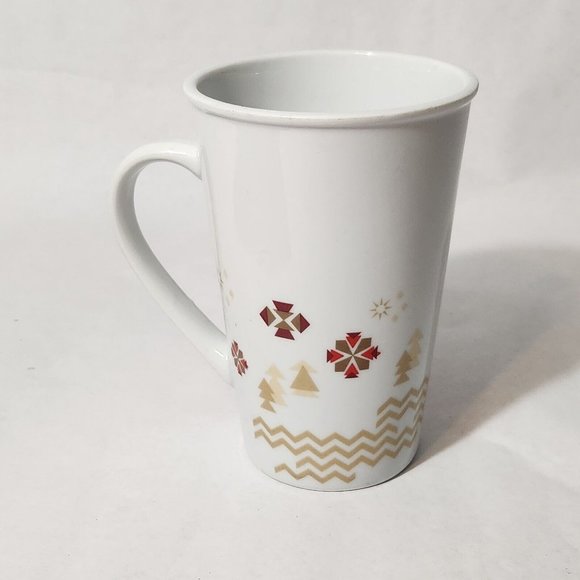STARBUCKS HOLIDAY COFFEE MUG TEA CUP XL TALL CHRISTMAS RED WHITE SNOWFLAKE 2013 - Picture 3 of 6